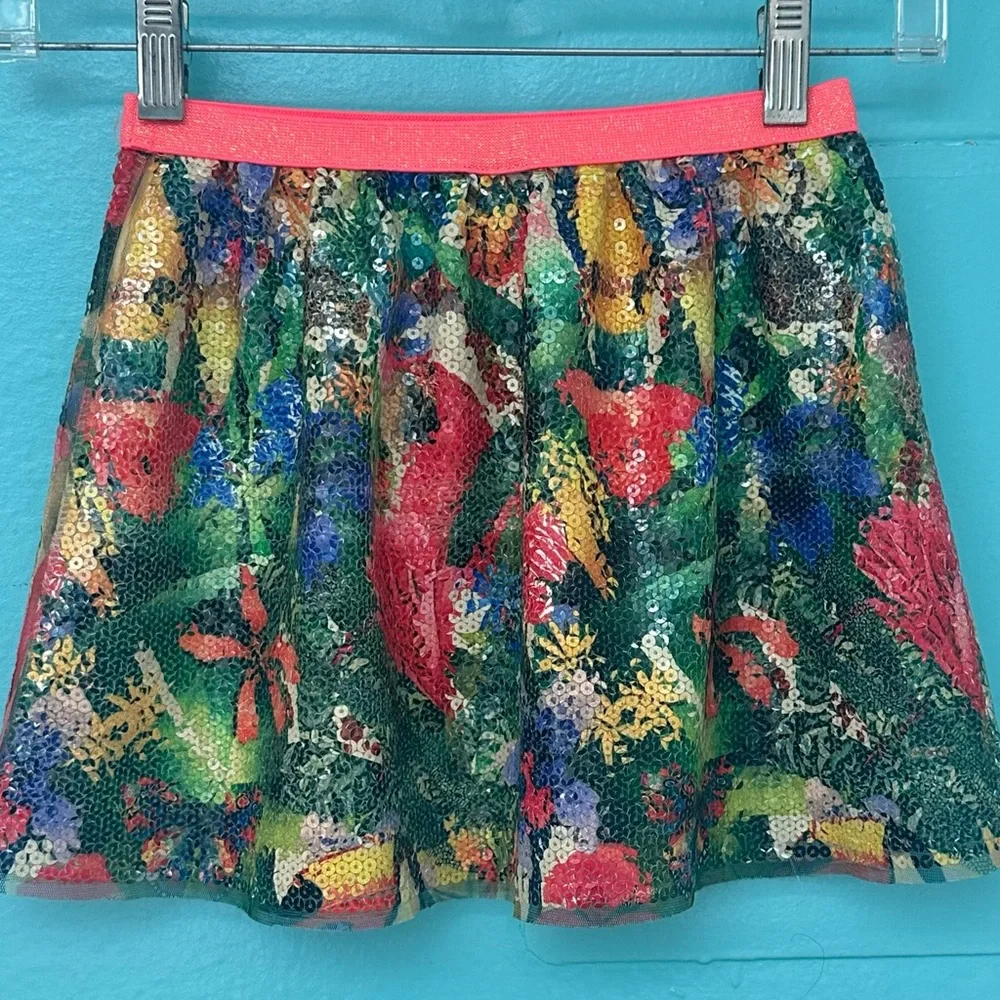 Kate Morgan x H&M Tropical RAINFOREST Multi-Color Sequin Skirt - Size 4-6Y